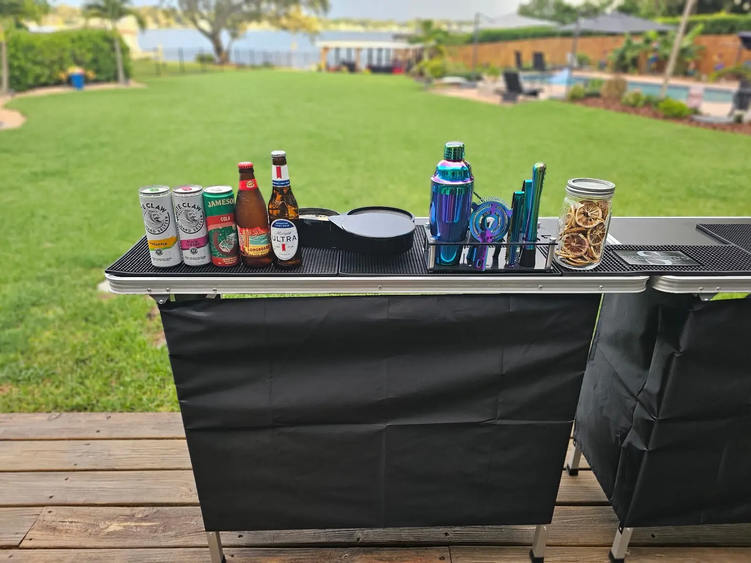 Beer and cocktail setup on bar